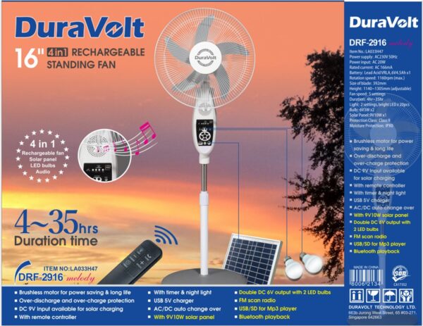 duravolt solar standing fan